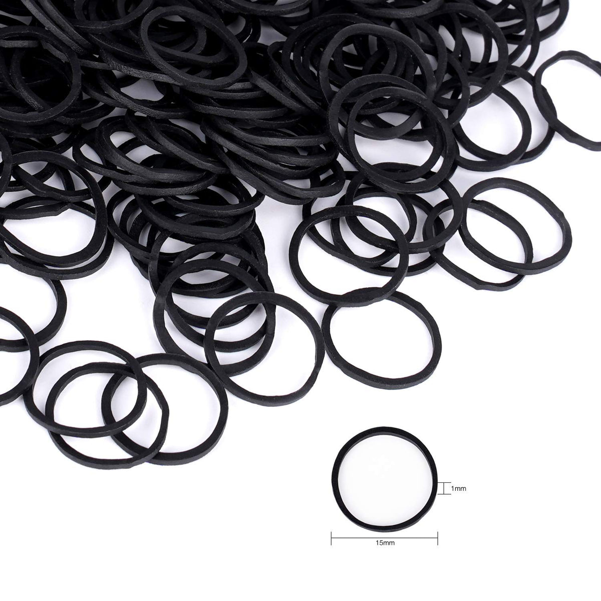 HOYOLS Small Black Rubber Bands in use holding a ponytail