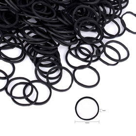 HOYOLS Small Black Rubber Bands in use holding a ponytail