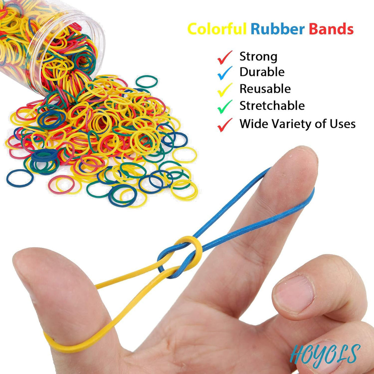HOYOLS Small Rubber Bands assorted colours displayed