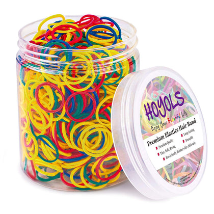 HOYOLS Small Rubber Bands assorted colours in clear container