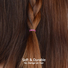 HOYOLS Small Rubber Bands in a messy bun hairstyle