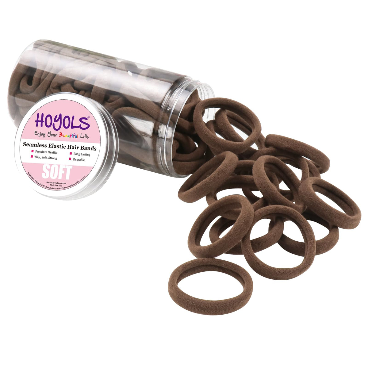 HOYOLS Soft Hair Ties 100 pcs in clear container