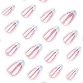 HPYFOI Blue French Tip Press on Nails included nail kit