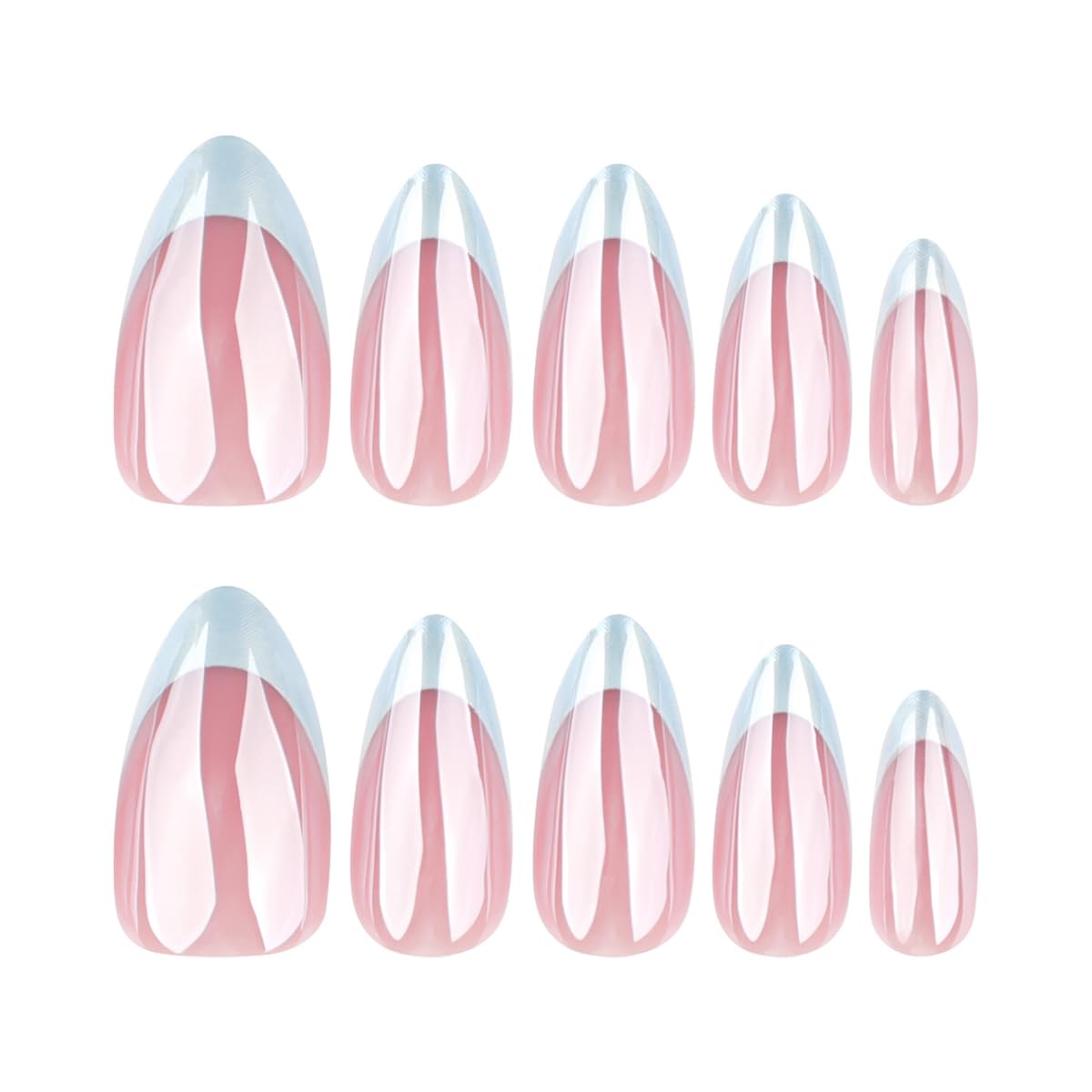 HPYFOI Blue French Tip Press on Nails with adhesive tabs