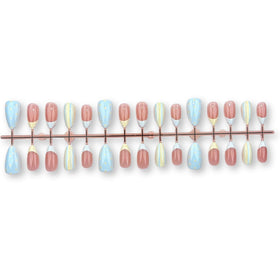 HPYFOI Short Almond Press On Nails displayed on a hand