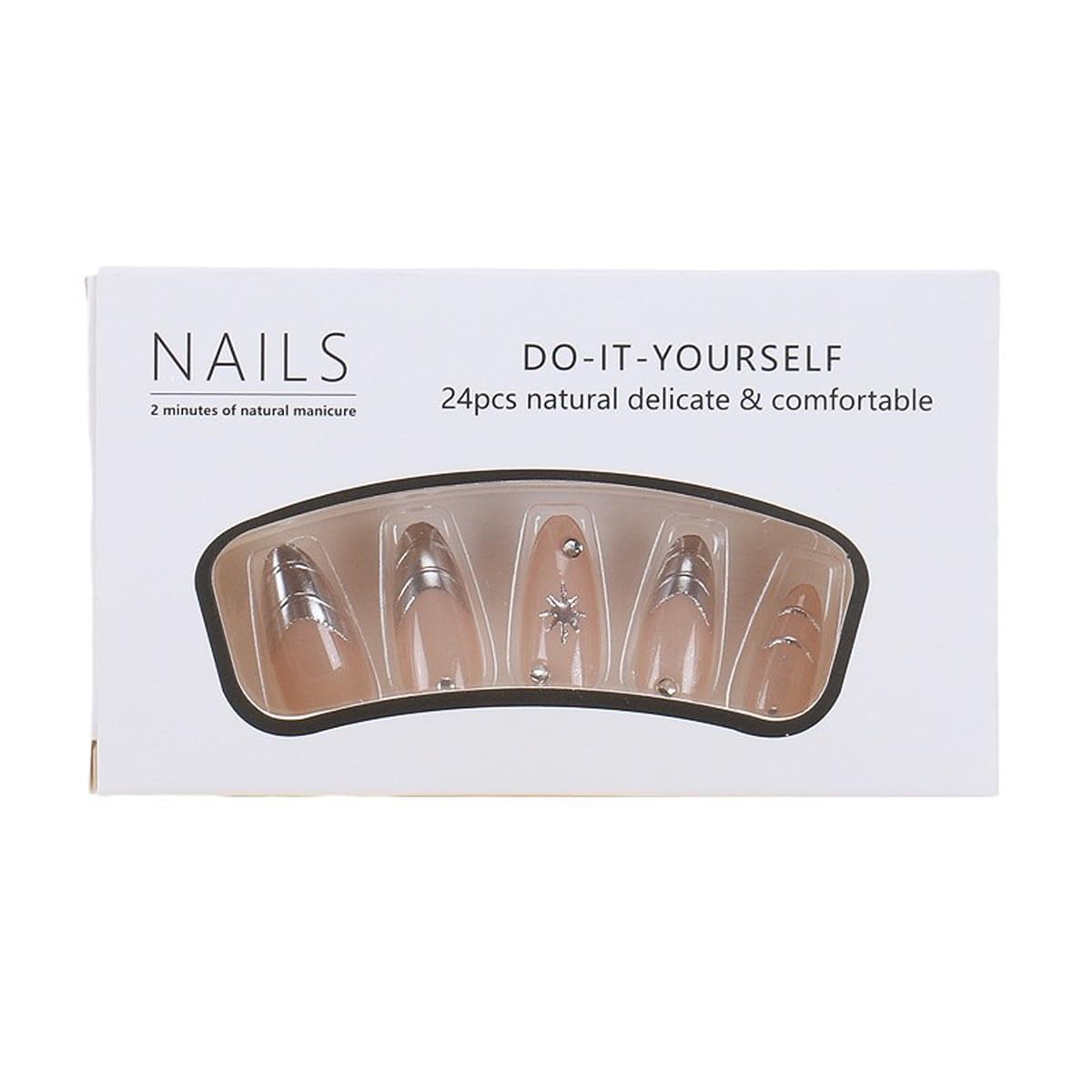 HPYFOI Silver Press on Nails Medium Almond application process