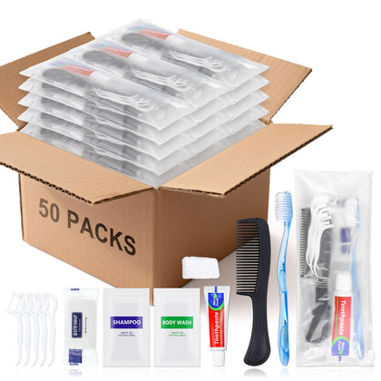 HQSLsund hygiene kit packaging with assorted toiletries