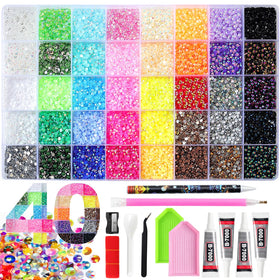 HRLbrc 50000Pcs multicolour rhinestones bedazzler kit front view