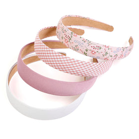 Huachi headband set showing pink and white designs