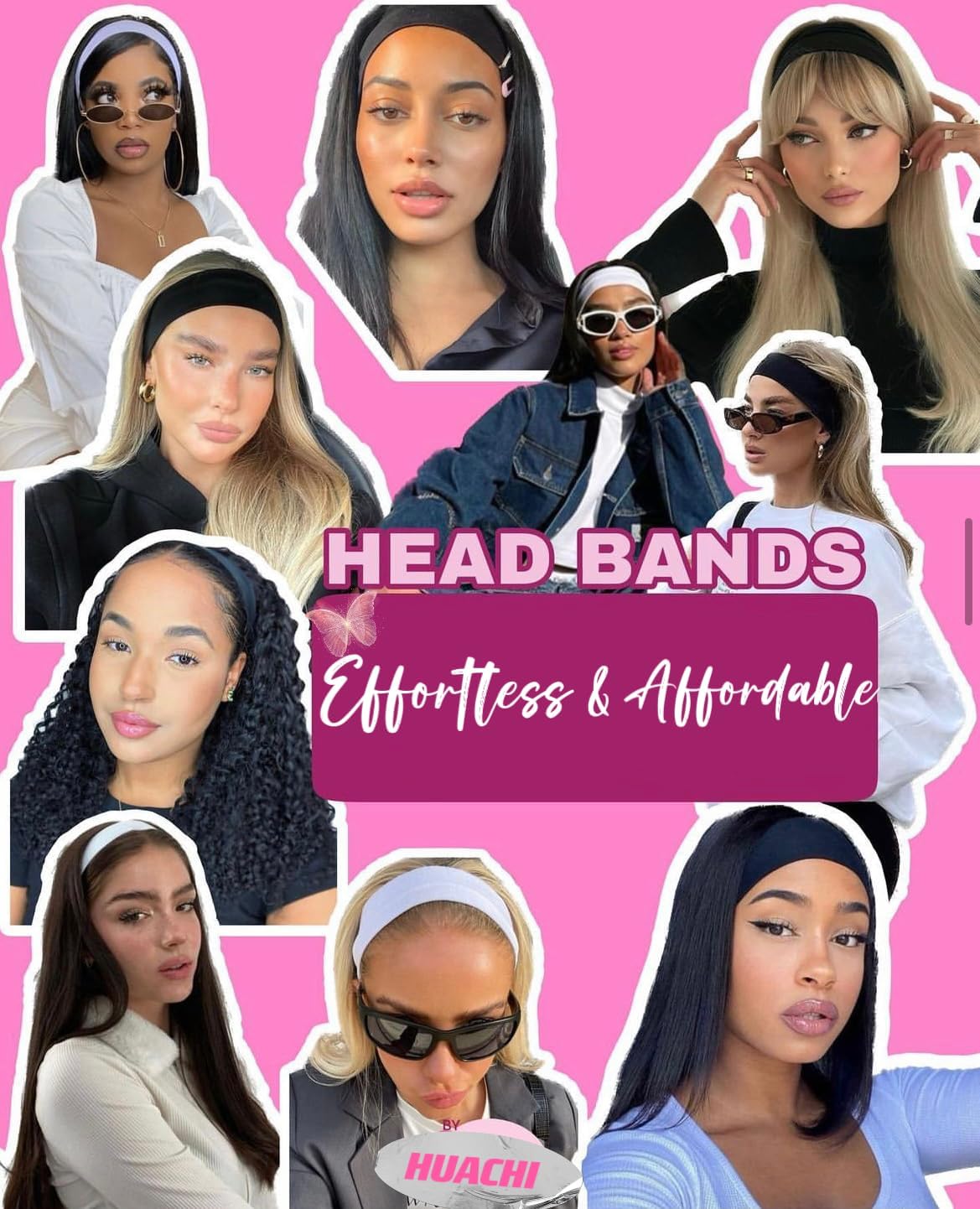 Huachi headbands displayed in a neat arrangement
