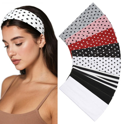 Huachi Polka Dot Headbands 16-Pack assorted colours front view