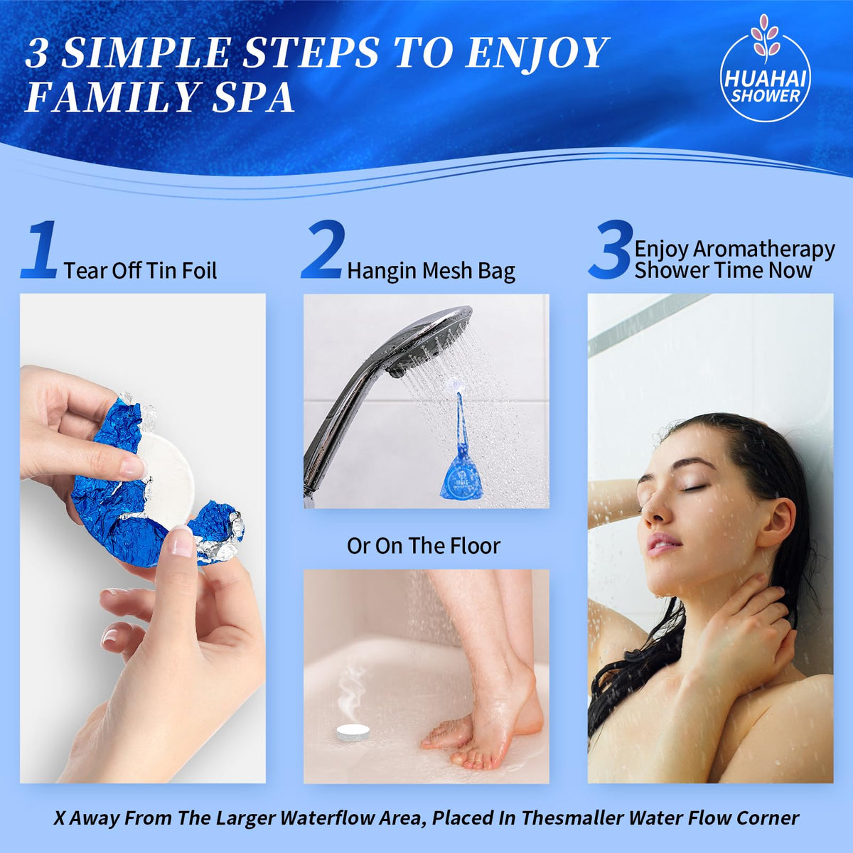 HUAHAI SHOWER Aromatherapy Steamers Peppermint tablet close-up