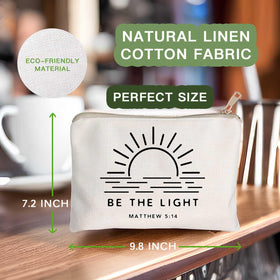 HubbgDesign Be The Light makeup bag in a lifestyle setting