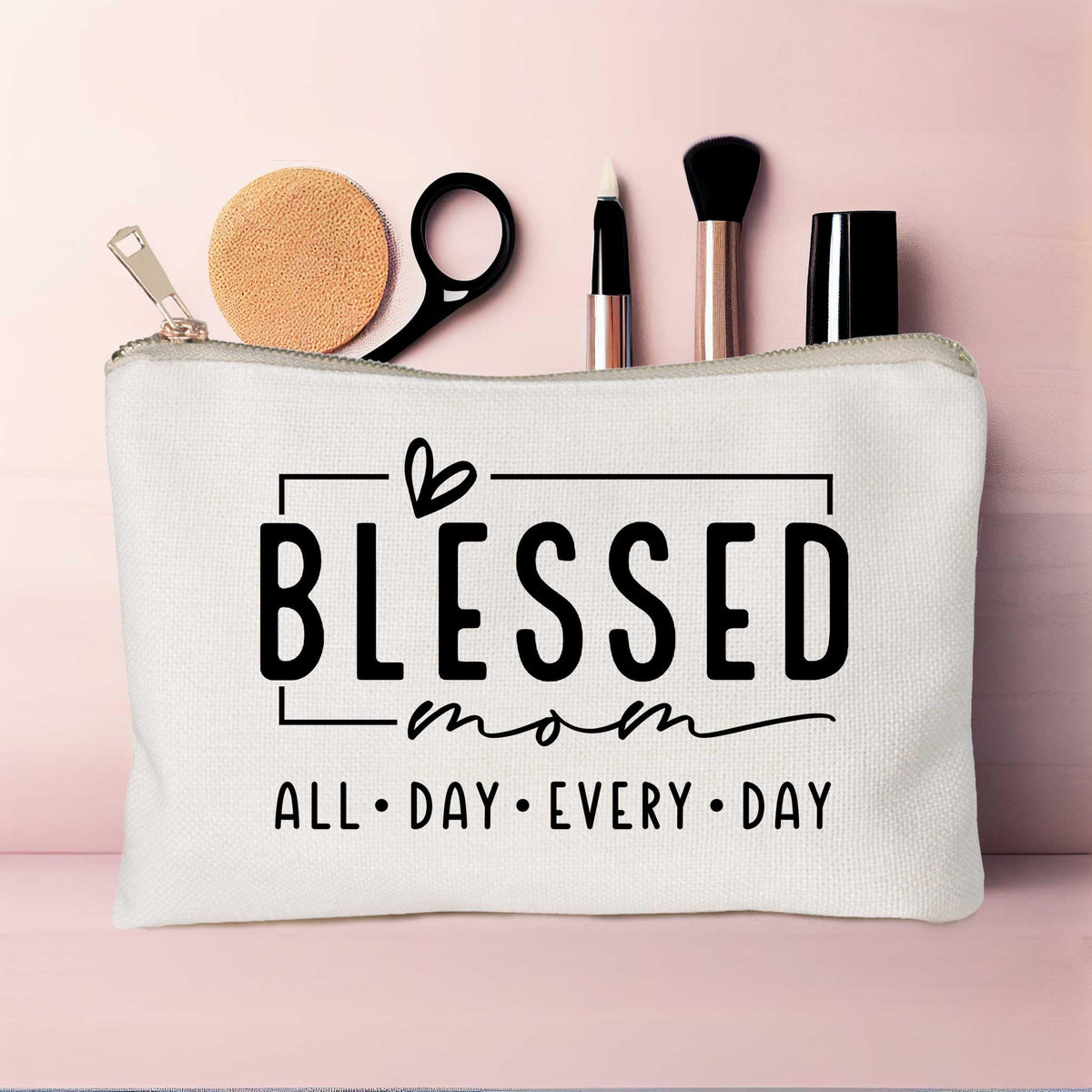 HubbgDesign Blessed Makeup Bag packaging with product details