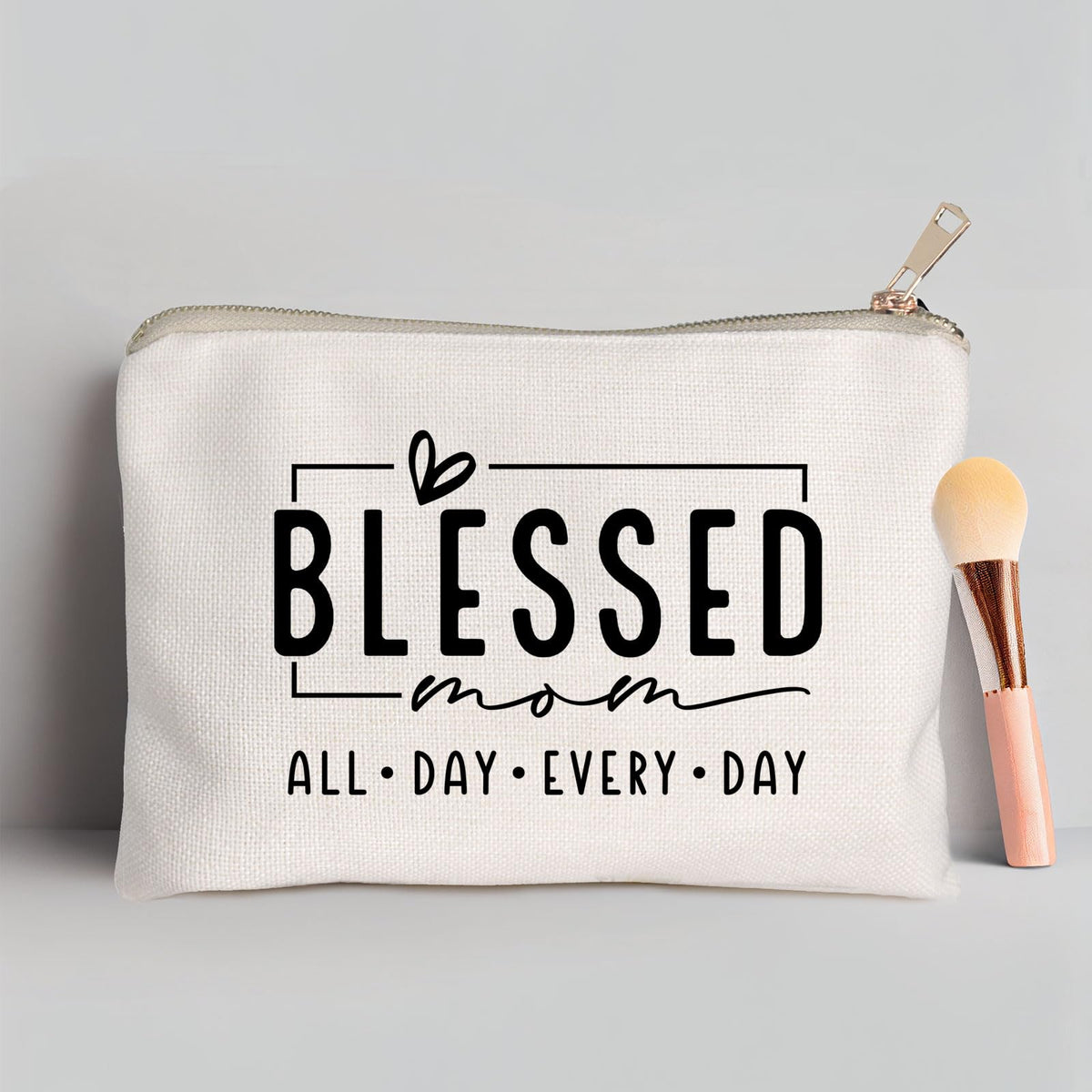 HubbgDesign Blessed Makeup Bag side view showcasing its size