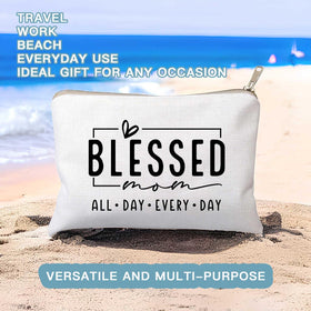 HubbgDesign Blessed Makeup Bag with inspirational message displayed