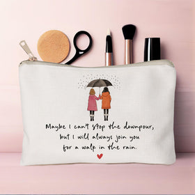 HubbgDesign cosmetic bag side view on a flat surface