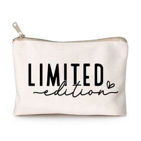 HubbgDesign Limited Edition Makeup Bag front view with positive quote