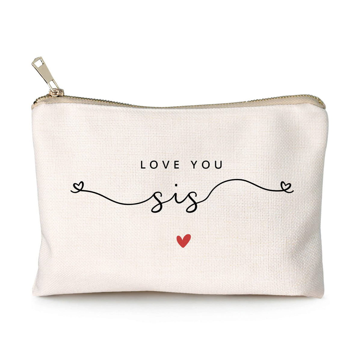 HubbgDesign Love You Sister Makeup Case front view in neutral colour