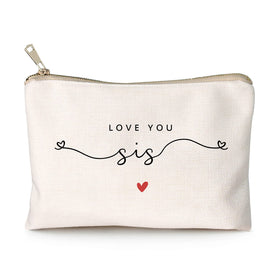 HubbgDesign Love You Sister Makeup Case front view in neutral colour