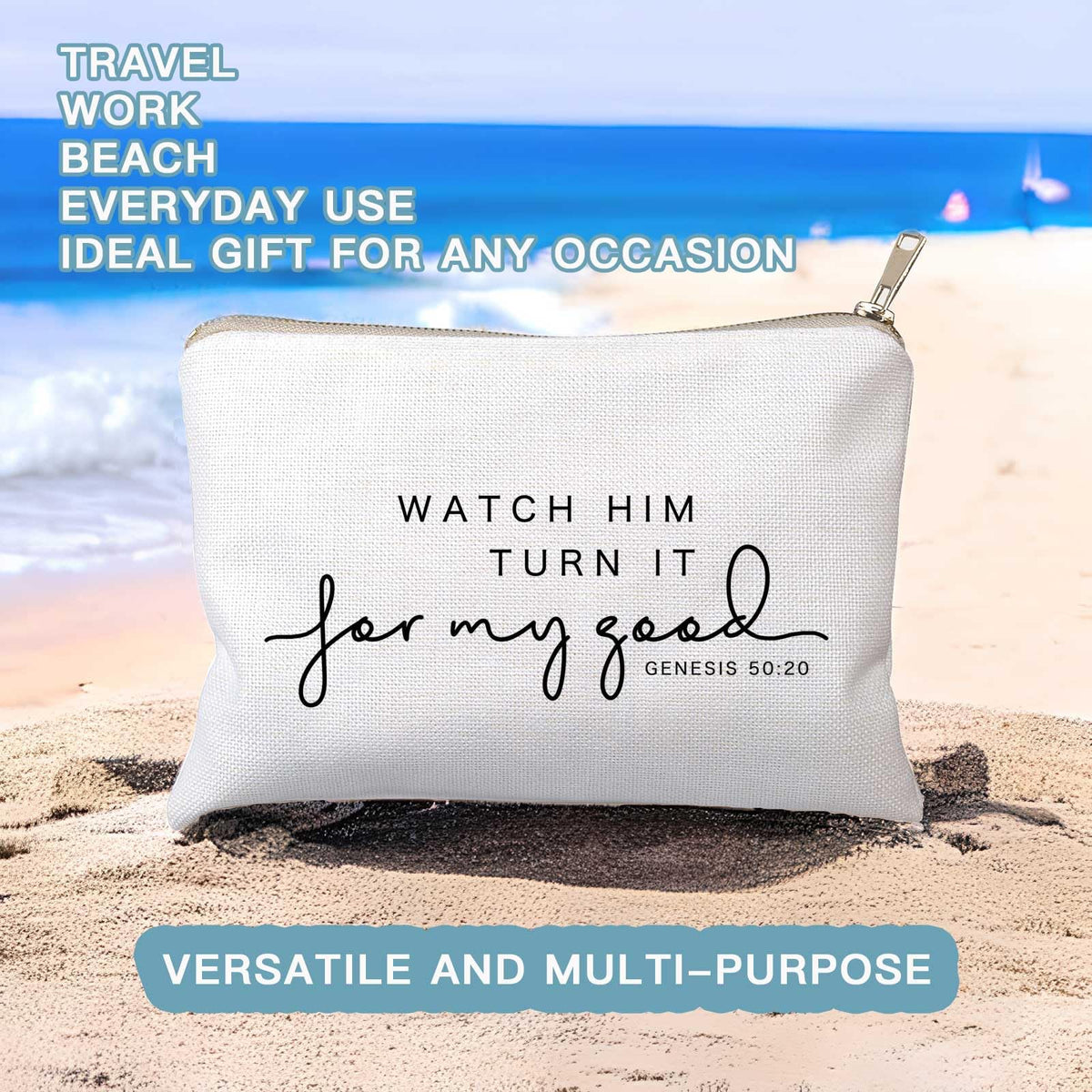 HubbgDesign Makeup Bag lifestyle scene with travel essentials