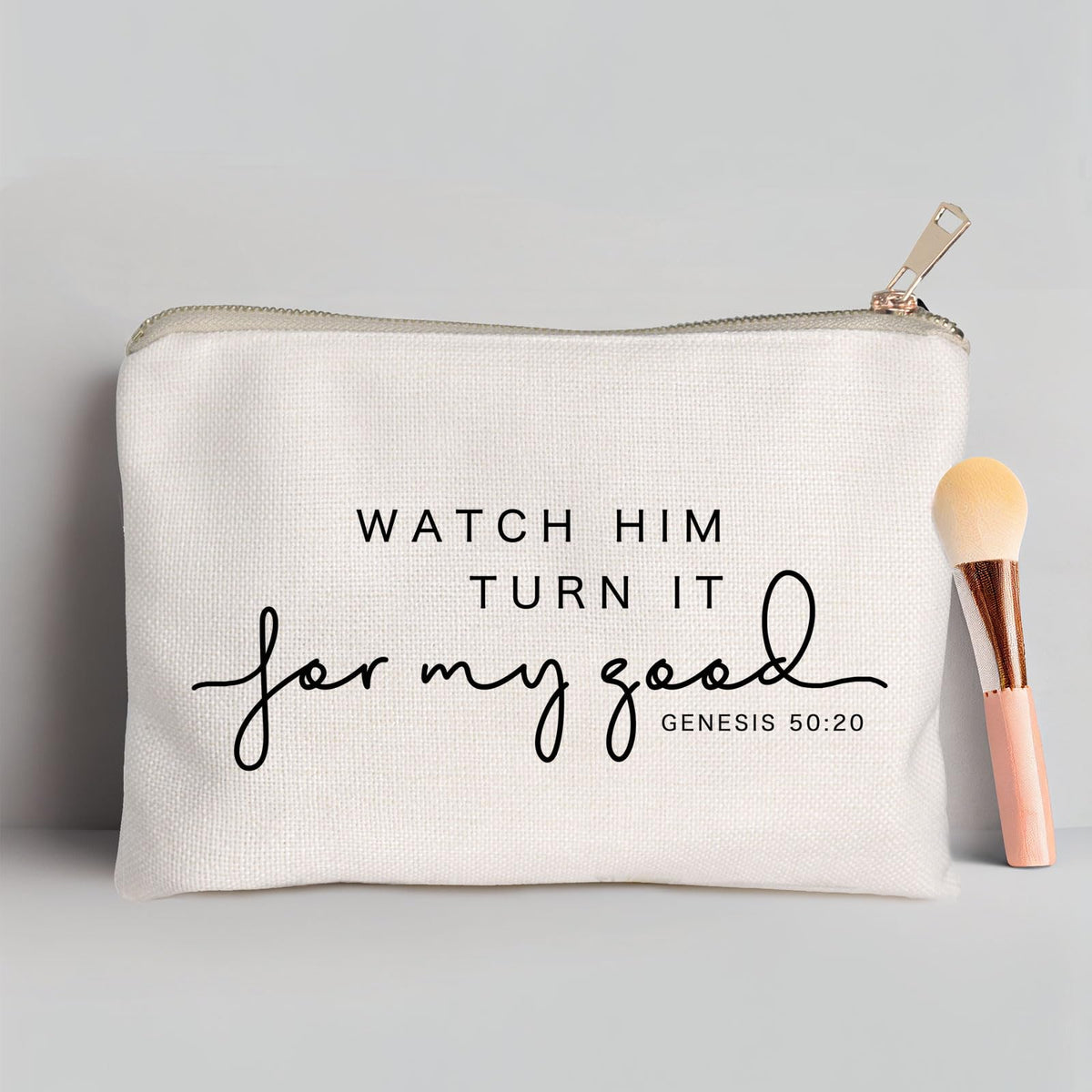 HubbgDesign Makeup Bag showing golden brass zipper detail