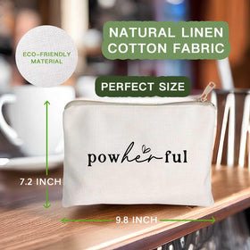 HubbgDesign Women Empowerment Cosmetic Bag displayed on a vanity