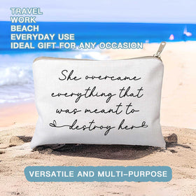 HubbgDesign Women Empowerment Cosmetic Bag open with cosmetics inside