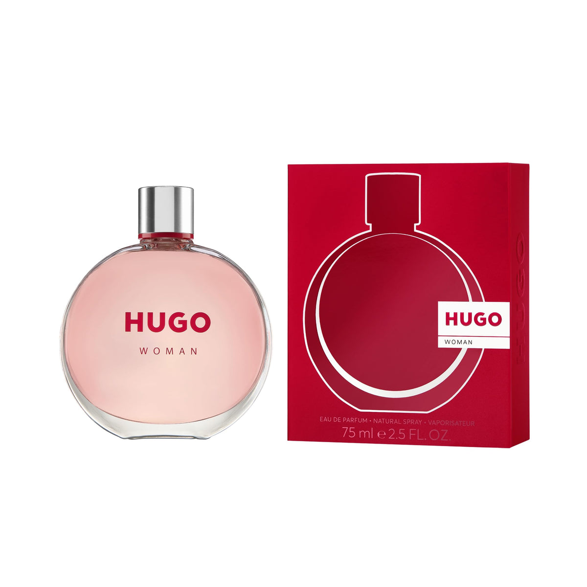 Hugo Boss Deep Red Eau de Parfum bottle with flowing curves