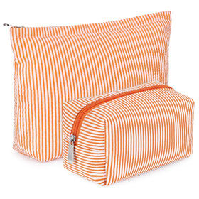Huhumy 2 Pcs Makeup Bag Set in orange front view