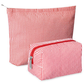 Huhumy 2 Pcs Makeup Bag Set red front view