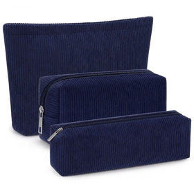 Huhumy 3 Pcs Makeup Bag Set in dark blue front view