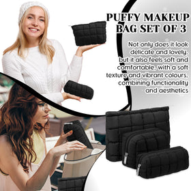 Huhumy black cosmetic pouch with soft texture