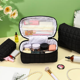 Huhumy large makeup bag with cotton texture