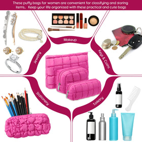 Huhumy large quilted cosmetic bag, showcasing interior space