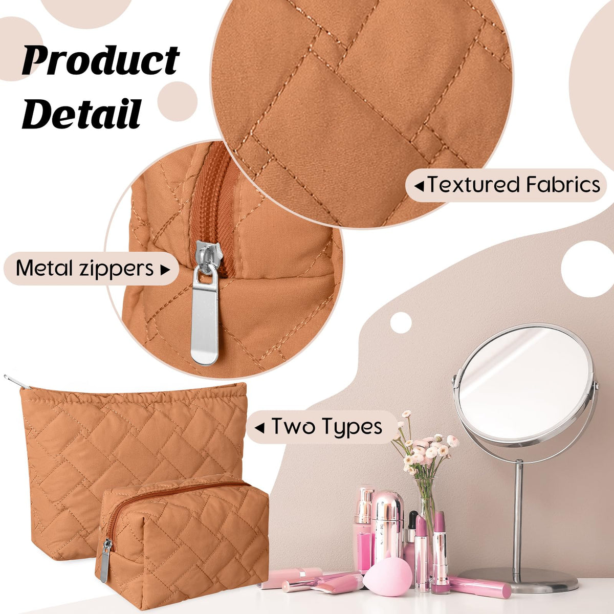 Huhumy Makeup Bag Set interior view with makeup brushes
