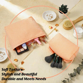 Huhumy makeup bag set on a travel suitcase