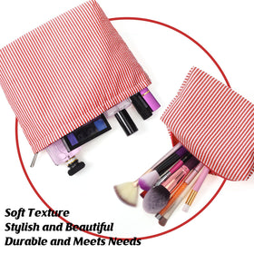Huhumy makeup bags displayed with cosmetics