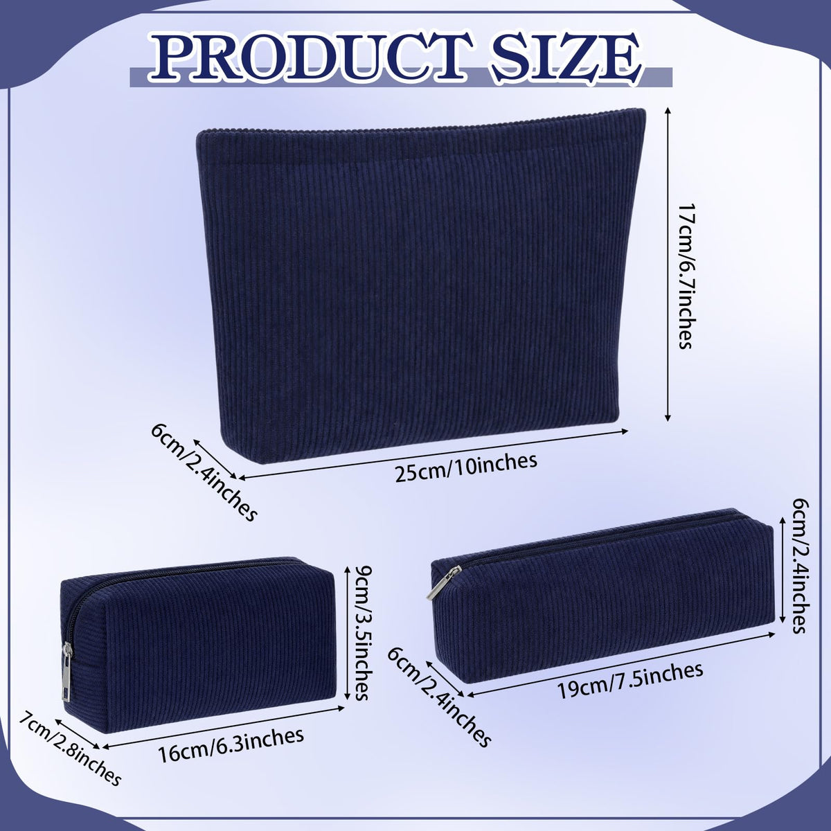 Huhumy medium makeup bag 6.3 x 2.8 x 3.5 inches dark blue
