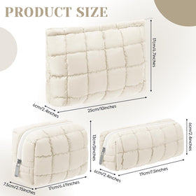 Huhumy Quilted Makeup Bag set showing diverse sizes