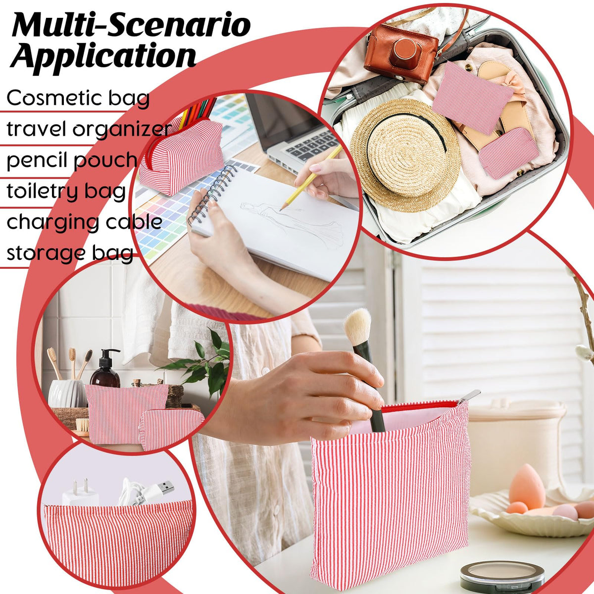 Huhumy red cosmetic pouch set packaging