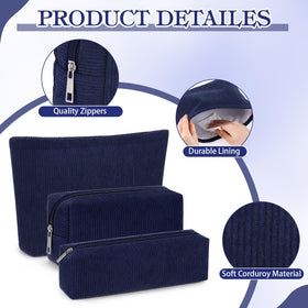 Huhumy small makeup bag 7.5 x 2.4 x 2.4 inches dark blue