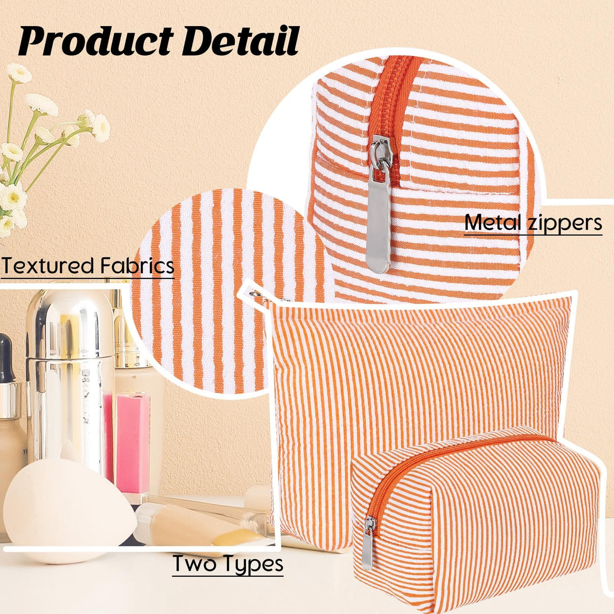 Huhumy small makeup bag with toiletries inside