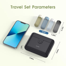 HUITAI travel bottles arranged showing individual compartments