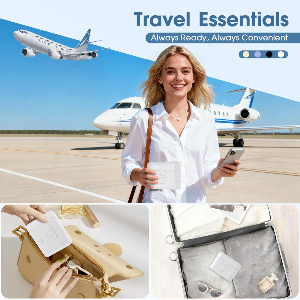 HUITAI travel bottles case with push-button lock mechanism