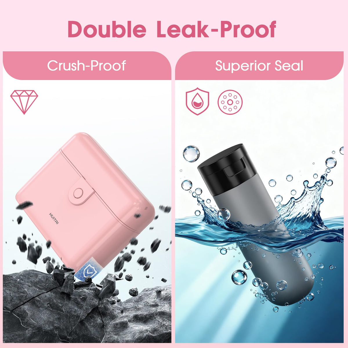 HUITAI Travel Bottles set with bottles and secure push-button lock