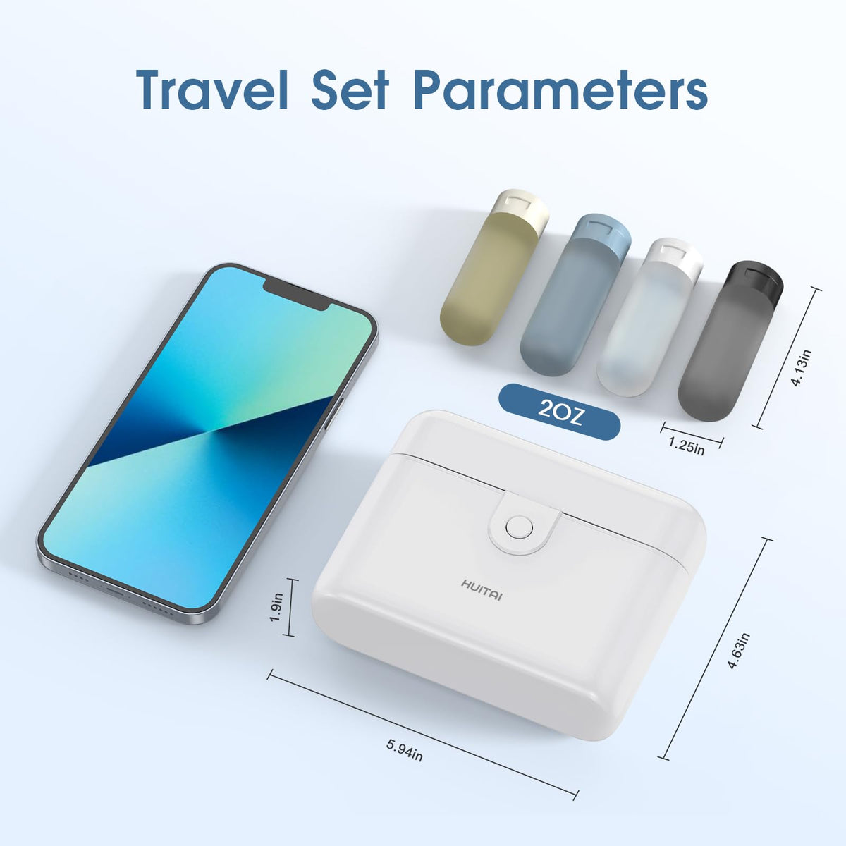 HUITAI travel bottles TSA 4x2oz set with secure sealing caps