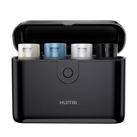 HUITAI travel case with four 2oz leak-proof bottles in black