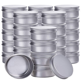 Hulless Aluminium Tin Jar 2 Ounce silver front view