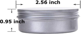 Hulless Aluminium Tin Jar 2 Ounce silver with screw lid